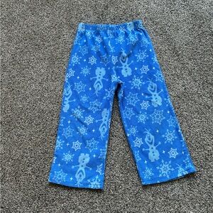 Disney Frozen Olaf Print Fleece Blue/White Pajama Pants, Size 4T